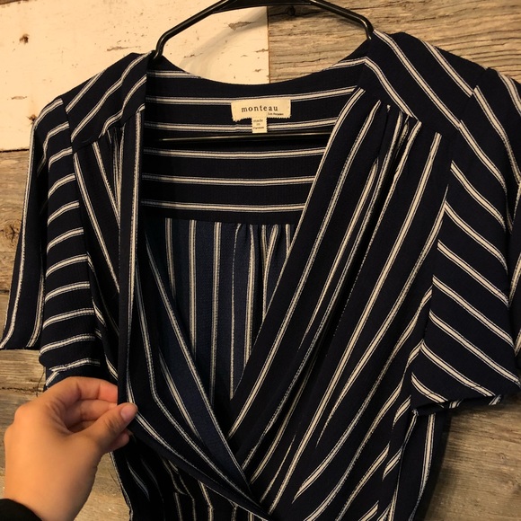 Monteau Dresses & Skirts - navy and white stripped summer dress
